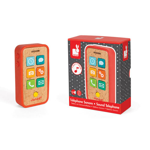 Wooden Mobile Telephone With Sounds - Screen Free Play